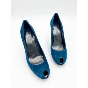 Stuart Weitzman Peek Pump Teal Suede Heels Size 8.5 w/ BOX